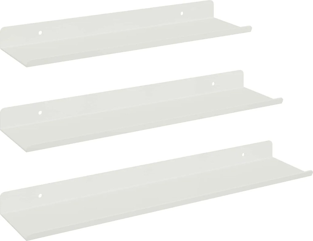 vidaXL Raft suspendat Pe perete 3 pcs Alb 40 x 9 x 2,5 cm Oțel