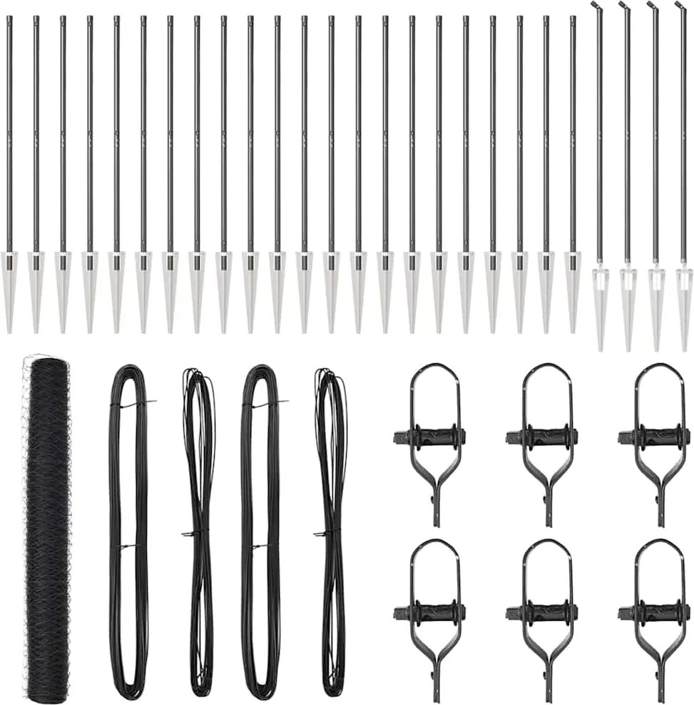 vidaXL Stâlp de gard. Gri 50 x 1,4 m (plasă de 36 mm) Oțel și PVC