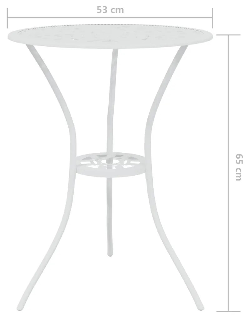 Set mobilier bistro, 3 piese, alb, aluminiu turnat Alb, 1