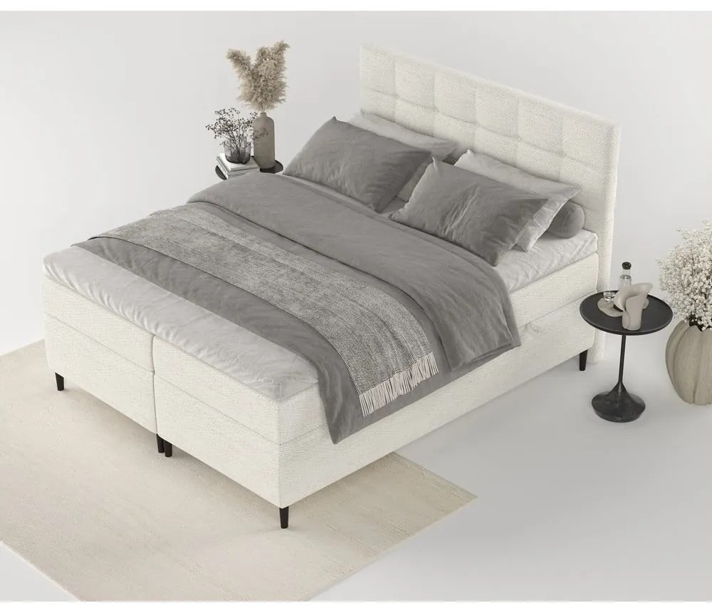 Pat boxspring crem cu spațiu de depozitare 180x200 cm Urbaneo – Maison de Rêve