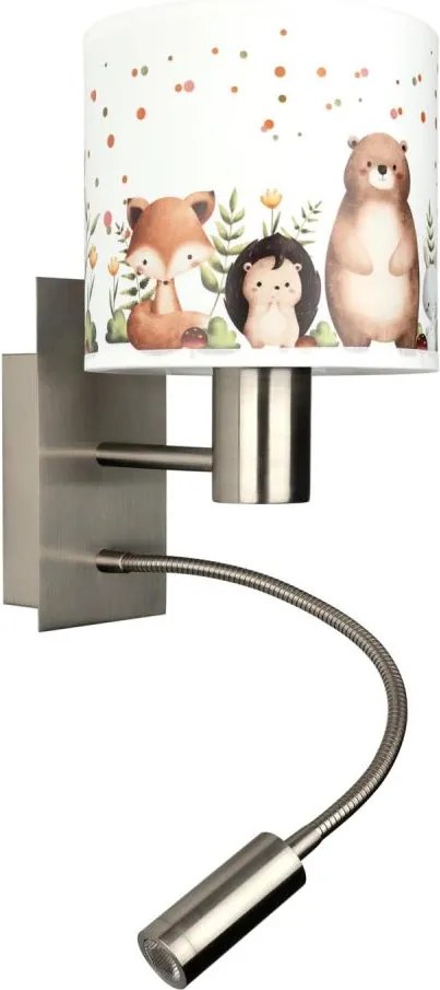 Brilagi - Lampă LED flexibilă BOBO 1xE27/25W/230V + LED/3W, crom mat/alb/cu motive animale