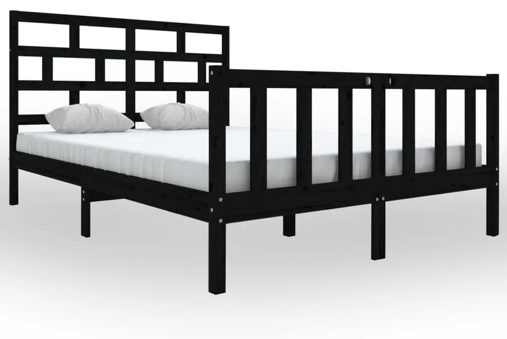 3101357 vidaXL Cadru de pat King Size, negru, 150x200 cm, lemn masiv de pin