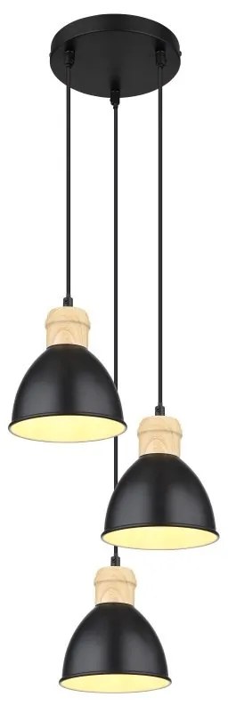 Lustra cu 3 pendule design industrial WIHO negru