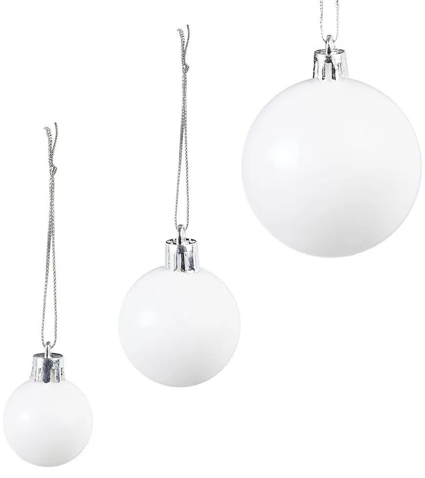Set ornamente de brad, 112 piese-alb