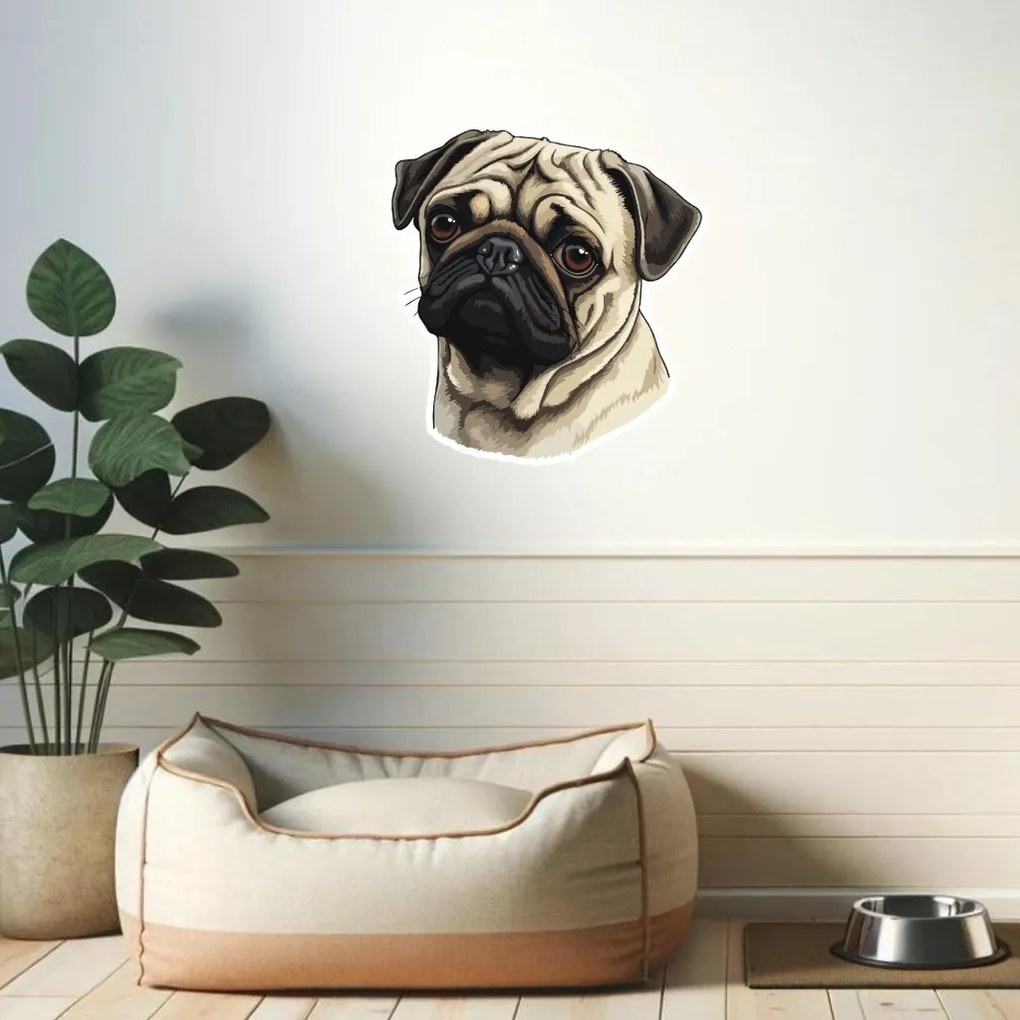PIPPER. Autocolant Pug Dog mărimea: 60cm
