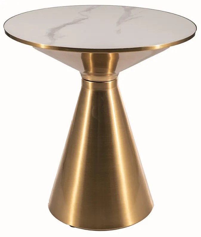 Masa de cafea Aries alb/auriu - d50 x h53 cm