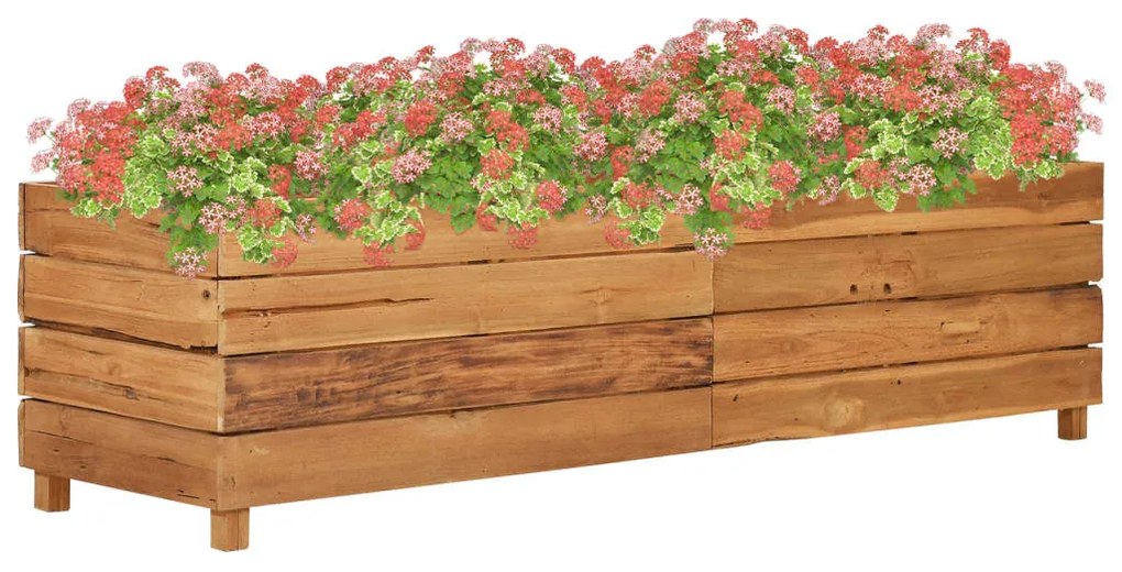 vidaXL Strat înălțat, 150x40x38 cm, lemn de tec reciclat și oțel