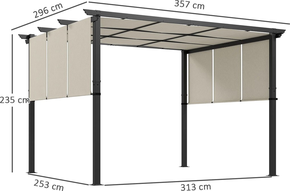 Outsunny Protecție solară tip copertină. Pergolă, rezistentă la intemperii, incl. material de fixare, 3 x 3,5 m, Bej | Aosom Romania