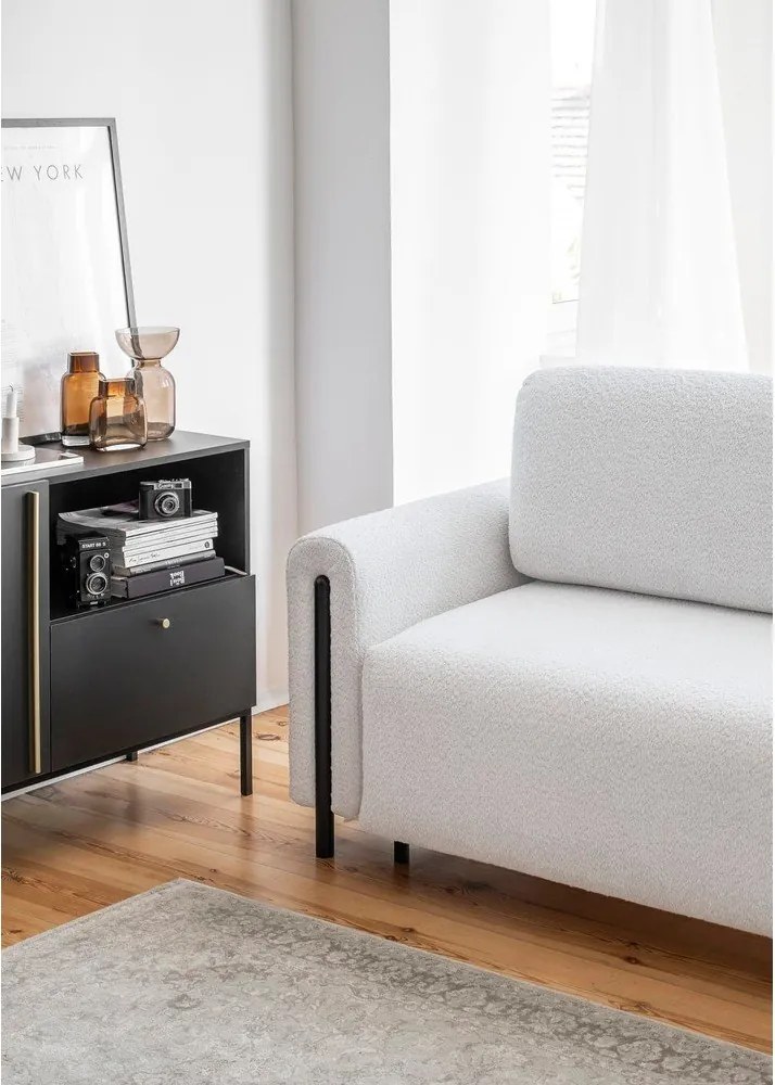 Canapea gri extensibilă/cu spațiu de depozitare cu tapițerie din țesătură bouclé 244 cm Arcadova – ELTAP