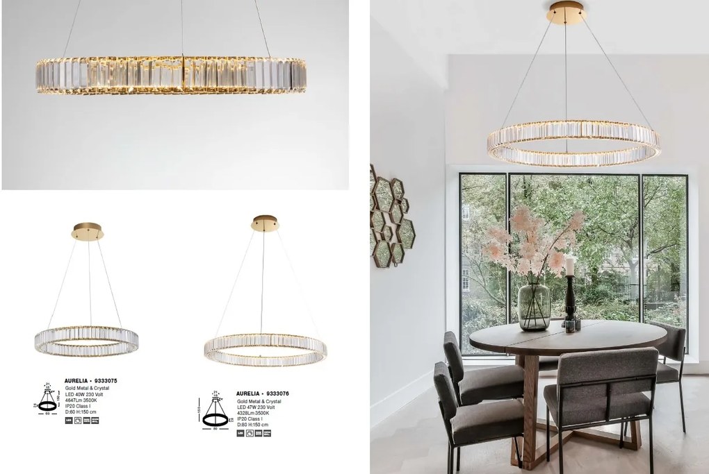 Lustra LED suspendata cristal design elegant AURELIA 40W