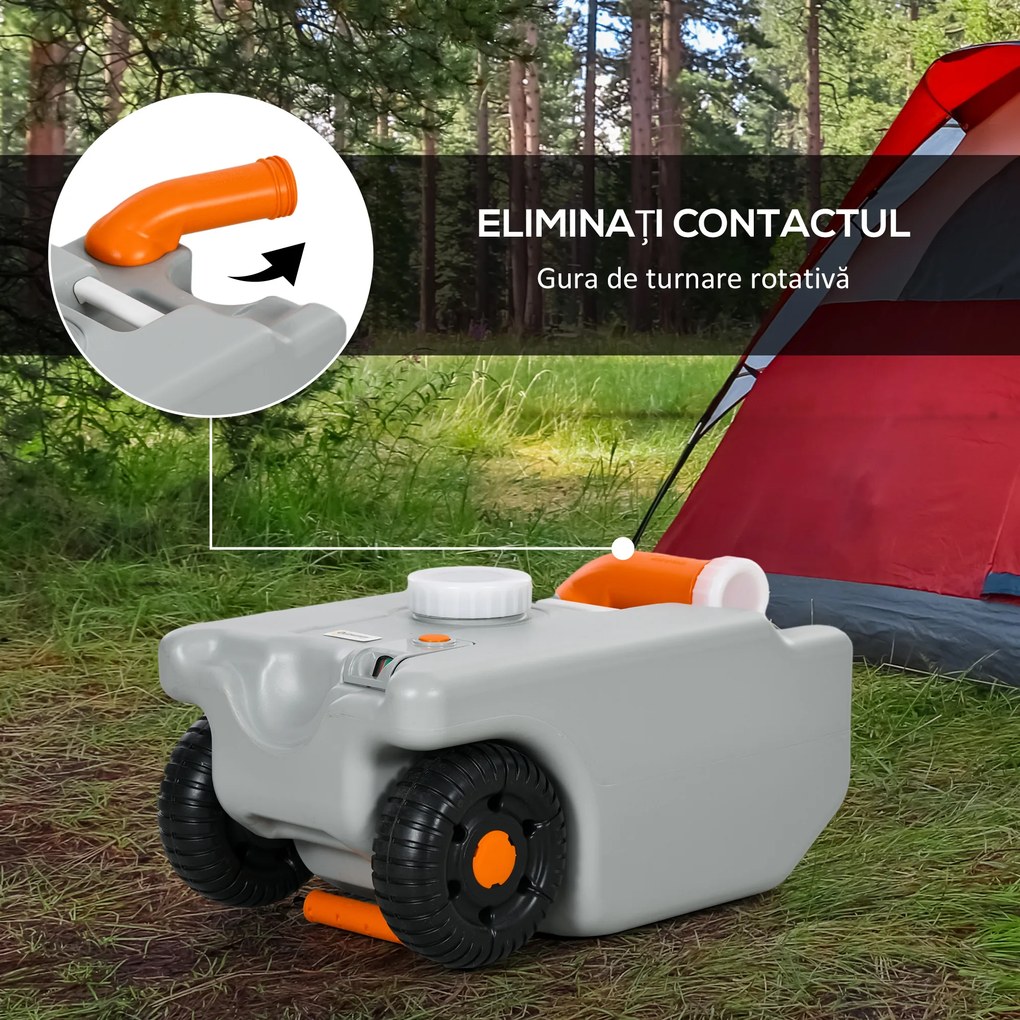 Rezervor Apă 22L Camping Roți Gri | Aosom Romania
