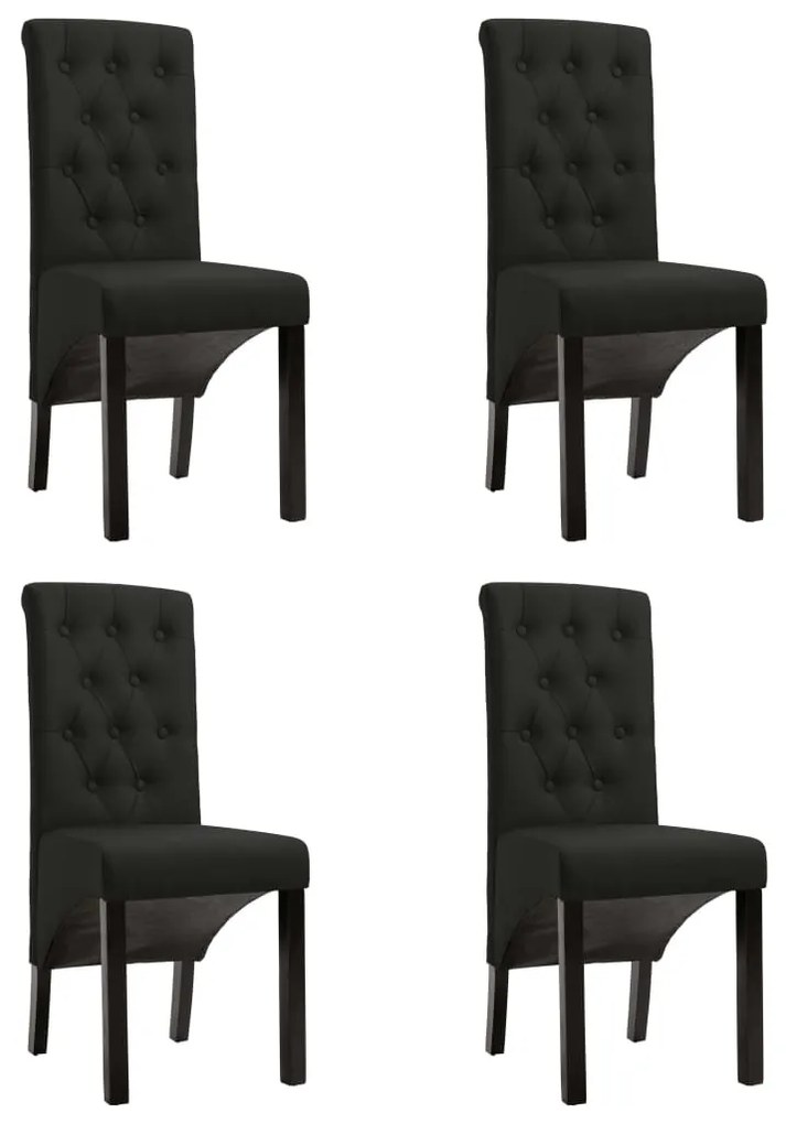 vidaXL Scaune de bucătărie, 4 buc., negru, material textil
