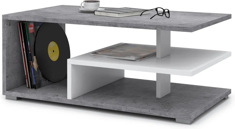 LINK beton (gri) / alb, masuta de cafea