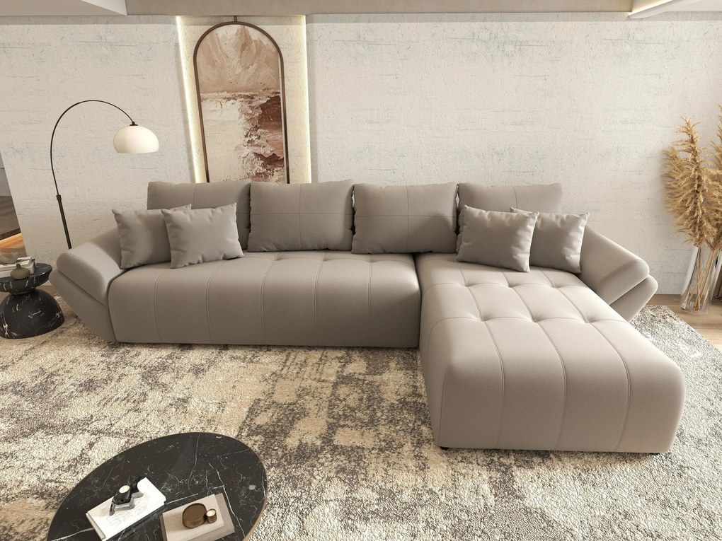 Colțar extensibil dumonde cu ladă de depozitare si sezut confortabil din spuma high-density, Berlin XL Royal Gri 350x185 cm II