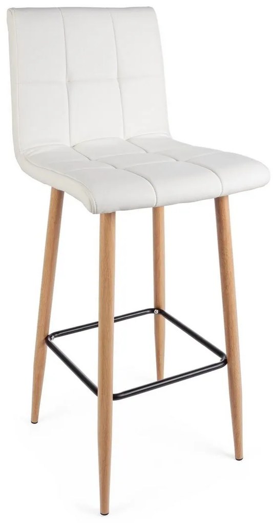 Scaun de bar cu picioare din otel si sezut piele ecologica alba bruce 46x40x108x77 cm