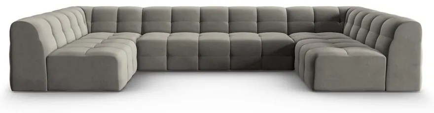 Colțar gri cu tapițerie din catifea (în formă de "U") Kendal – Micadoni Home