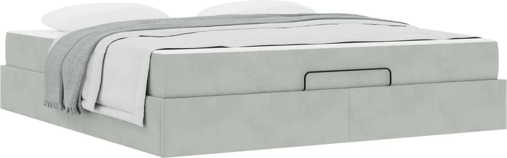 vidaXL Cadru de pat cu saltea cu saltea 2 pcs Gri deschis Catifea