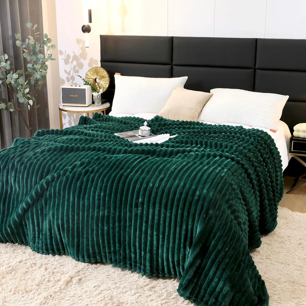 Pătură pufoasă Cocolino, verde închis, 200x230 cm, PCB536