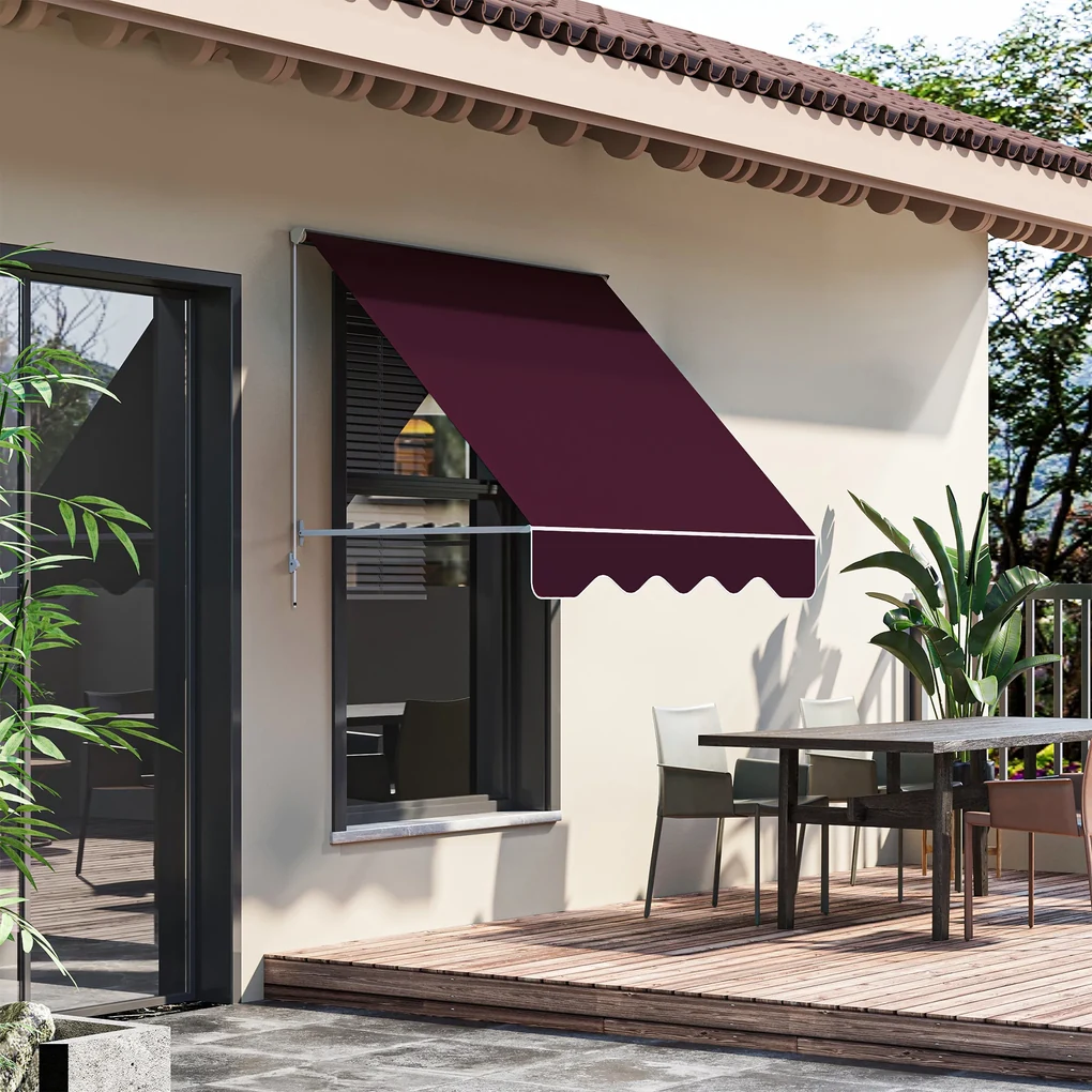 Outsunny Copertină de Soare Rulantă cu Unghi Reglabil 0-120°, Copertină Verticală de Exterior Anti UV, 180×70 cm, Roșu | Aosom Romania