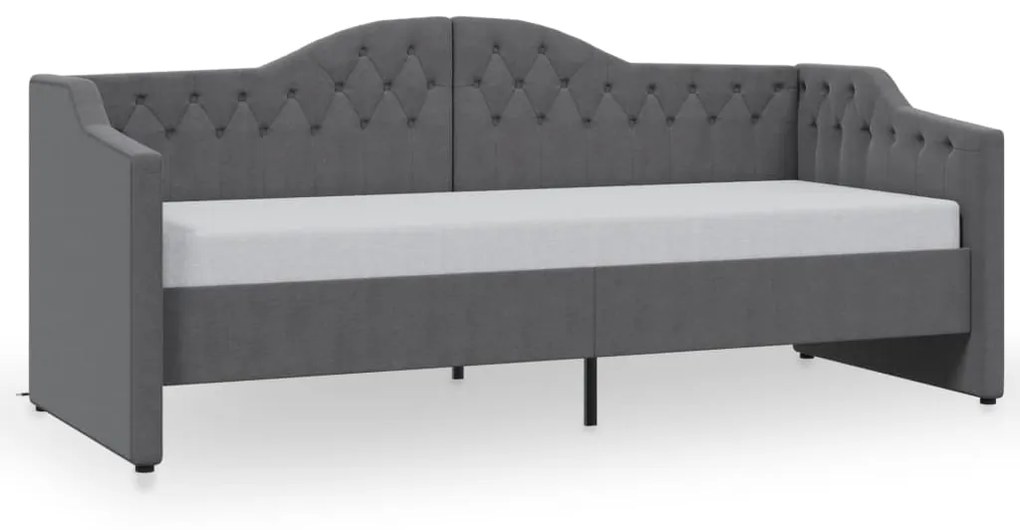 3080303 vidaXL Pat de zi cu saltea și USB gri închis 90x200 cm material textil