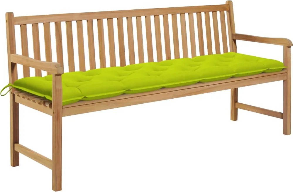 vidaXL Bancă de grădină cu pernă verde deschis, 175 cm, lemn masiv tec