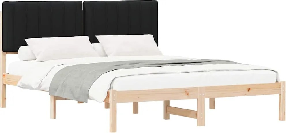 vidaXL Cadru de pat cu tăblie tapițată Negru 160 x 200 cm