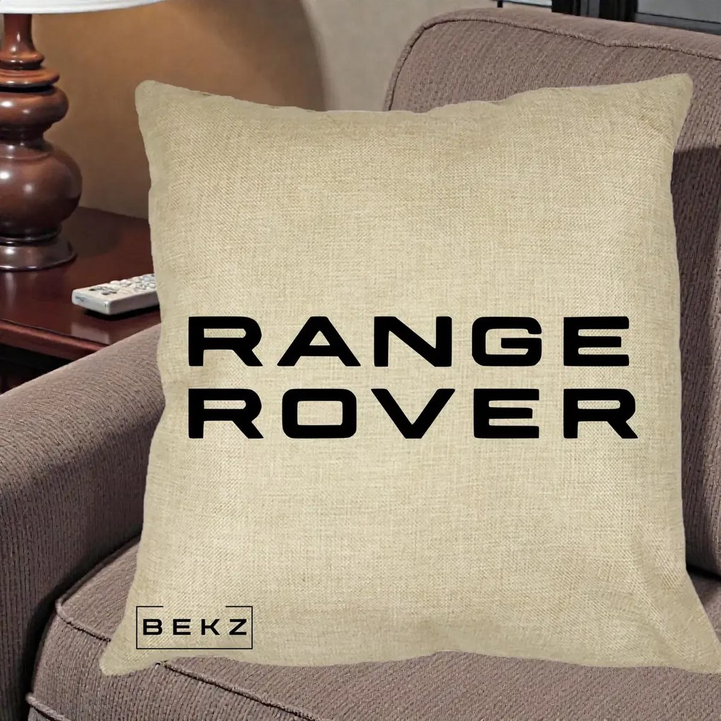 Perna Personalizata cu emblema Range Rover, 40x40 cm, Crem, Husa Detasabila, Perna Inclusa, BEKZ®