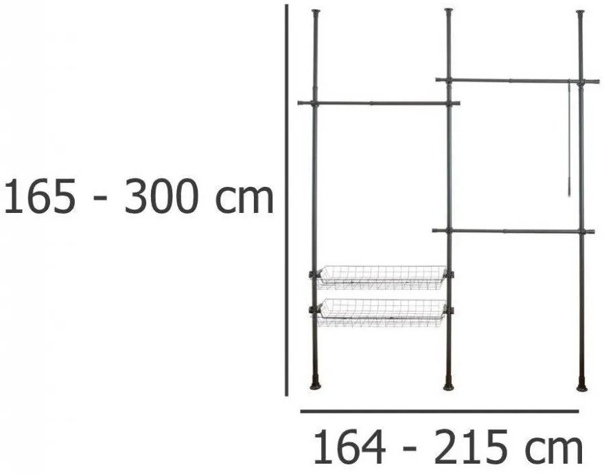 Suport pentru haine negru telescopic din metal Herkules – Wenko