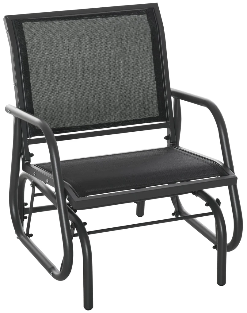 Scaun Balansoar 2 în 1 Outsunny din Metal, Design Modern, 75x66x85 cm, Negru | Aosom Romania