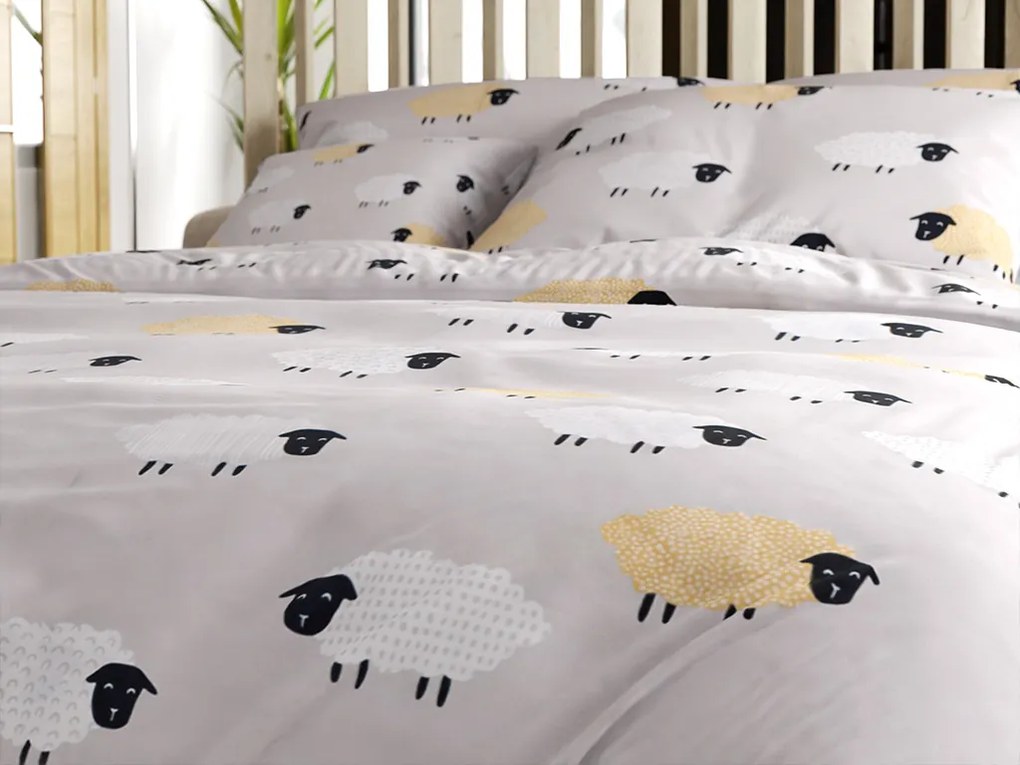 Lenjerie de pat din microfibra SHEEP DREAM gri Dimensiune lenjerie de pat: 70 x 90 cm | 140 x 200 cm