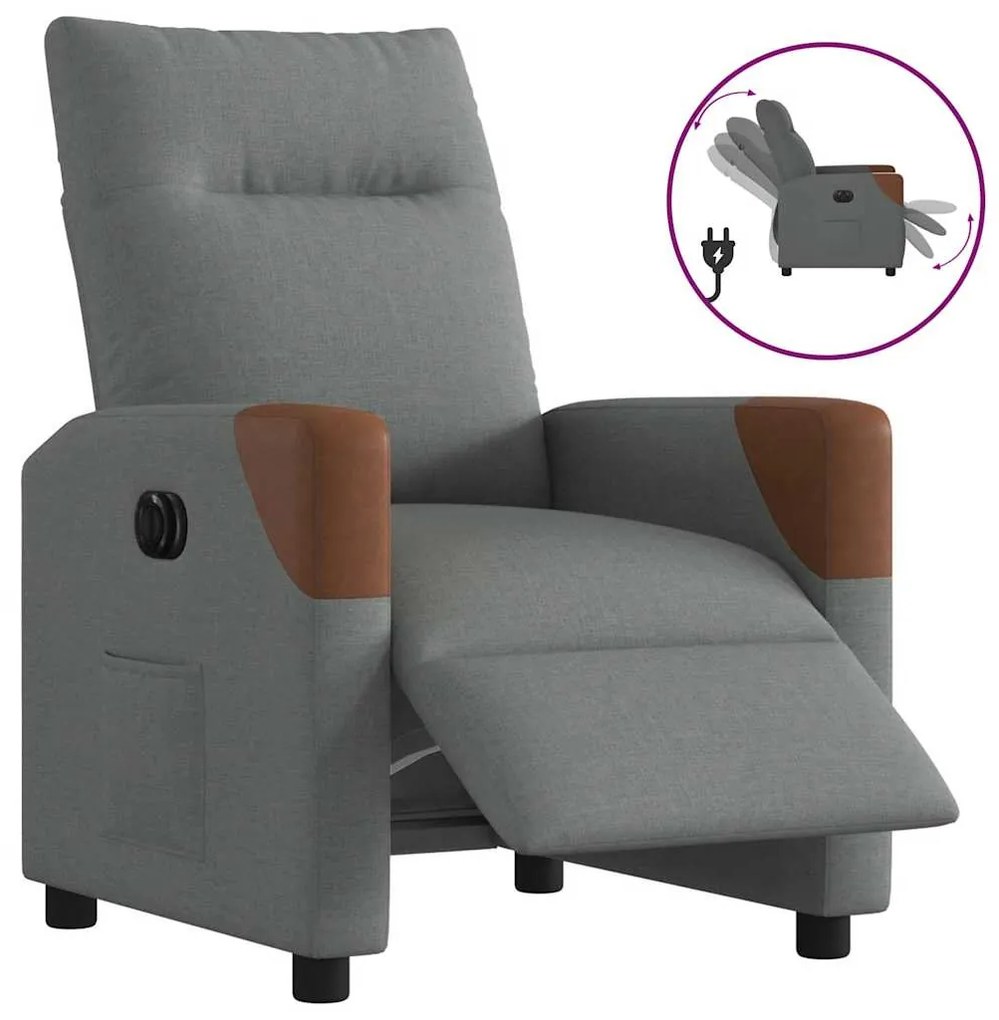 vidaXL Fotoliu rabatabil electric, gri închis, material textil