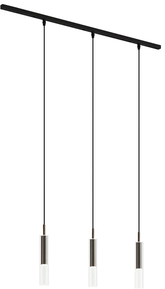 Sistem de iluminat pe șină modern negru cu 3 lămpi suspendate bronz închis monofazat - Slimline Loyce