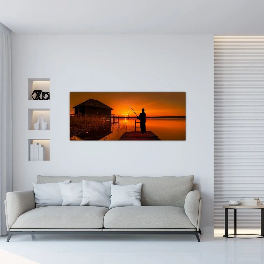 Tablou cu pescar (120x50 cm)