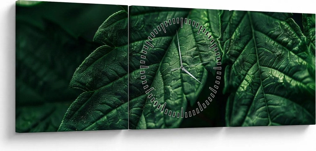Tablou - Detaliu al foii (cu ceas) (90x30 cm)