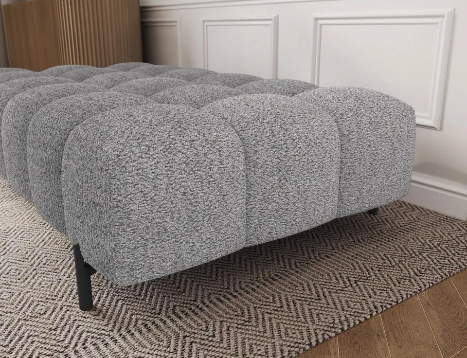 Taburet Tapitat cu Picioare Ferivo, gri bouclé – Royal 03