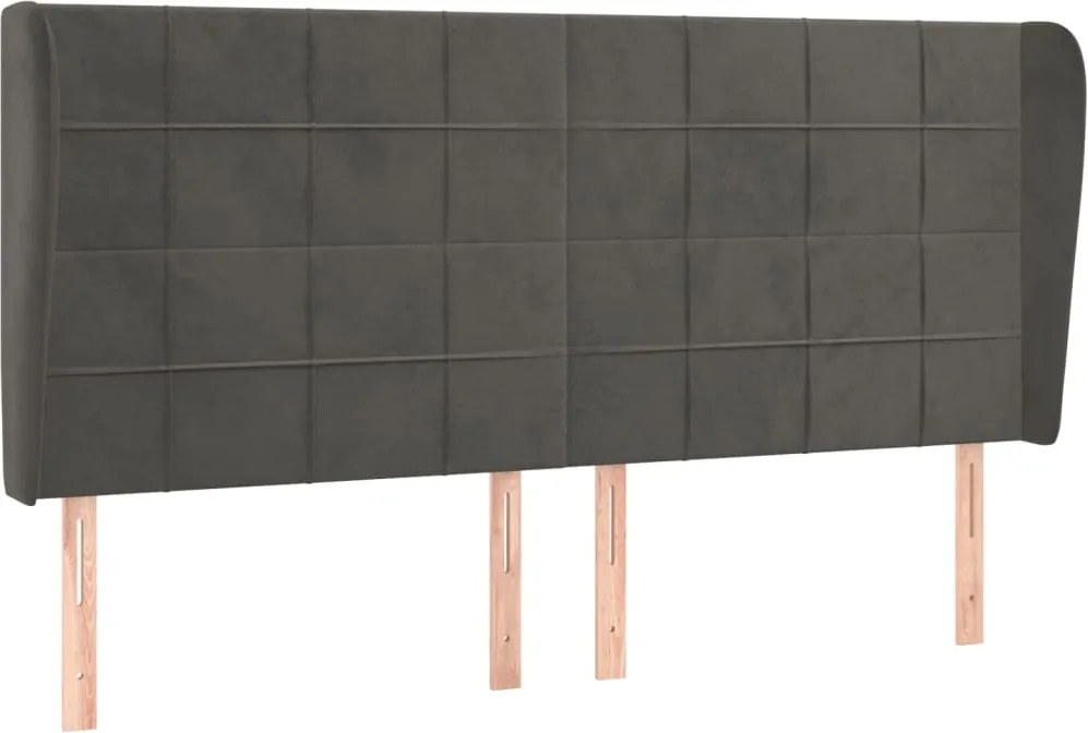 vidaXL Tăblie de pat cu aripioare gri închis 163x23x118/128 cm catifea
