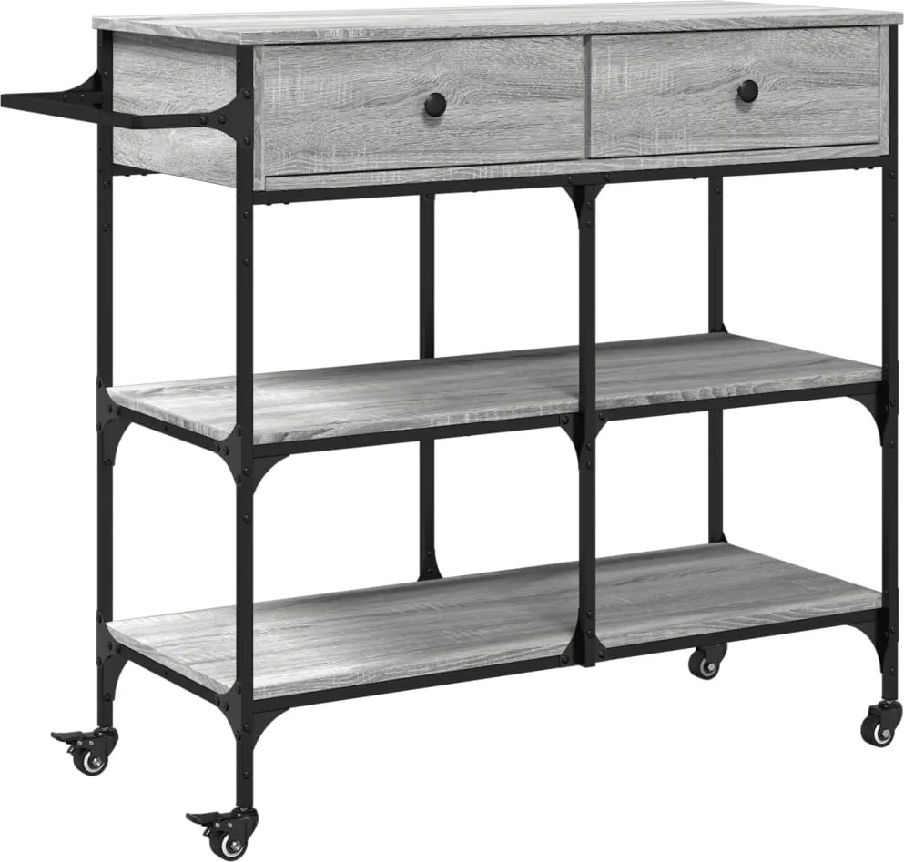 vidaXL Cărucior de bucătărie, gri sonoma, 105x42x95 cm, lemn prelucrat
