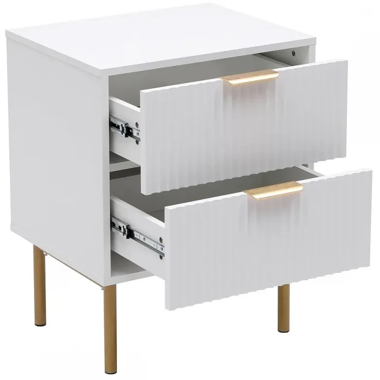 RESIGILAT- Noptieră modernă cu 2 sertare, 50x40x63.5 cm, alb