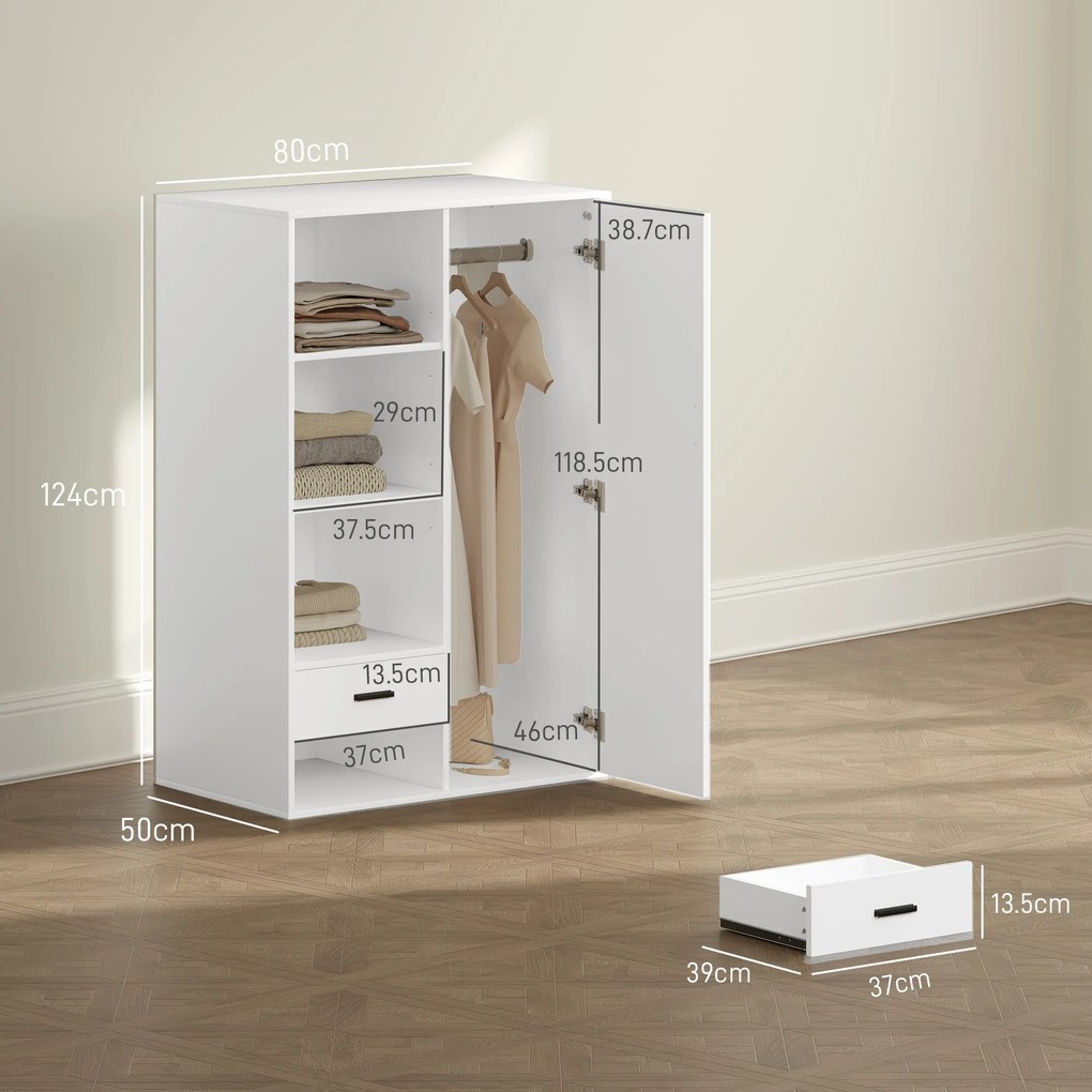 HOMCOM Dulap Modern Alb Sertare | Aosom Romania