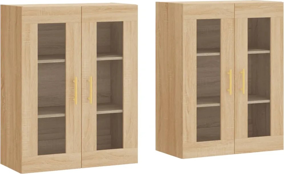 vidaXL Dulapuri montate pe perete 2 buc stejar Sonoma, lemn prelucrat