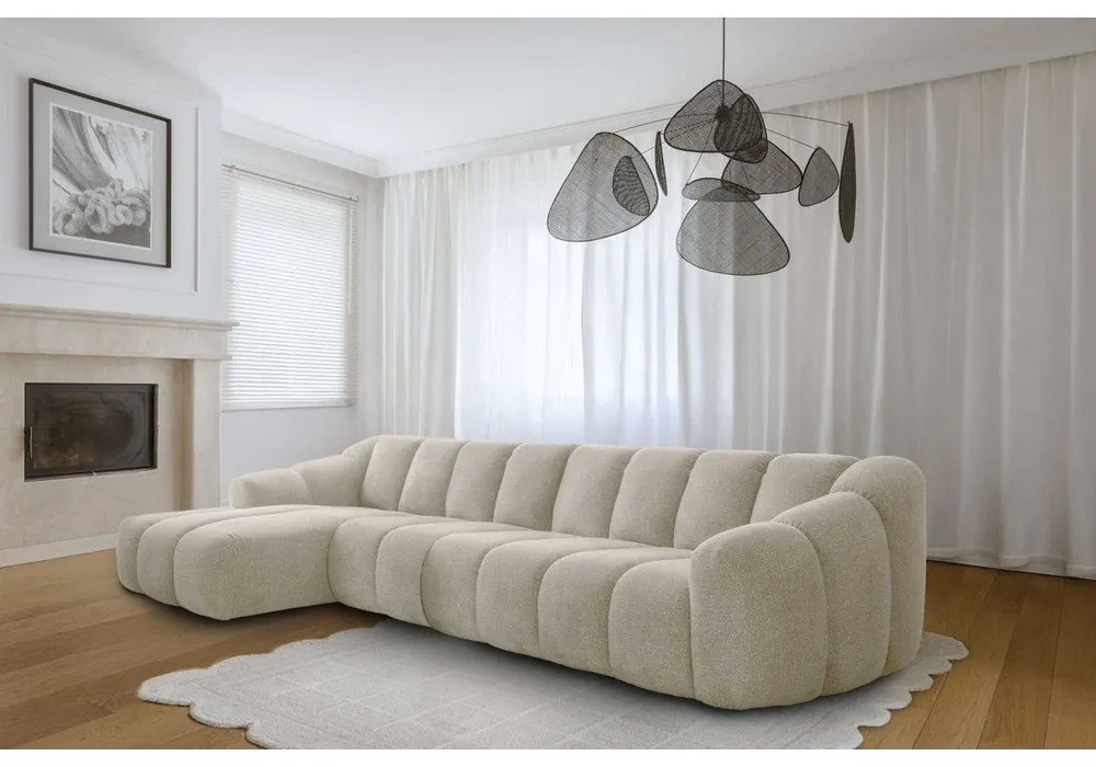 Colțar bej (cu colț pe partea stângă/cu șezlong) Shell – Miuform