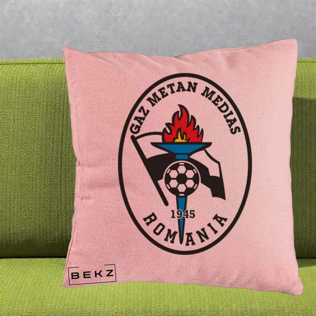 Perna Personalizata Gaz Metan Medias 1945 Fotbal, 40x40 cm, Roz, Husa Detasabila, Perna Inclusa, BEKZ®