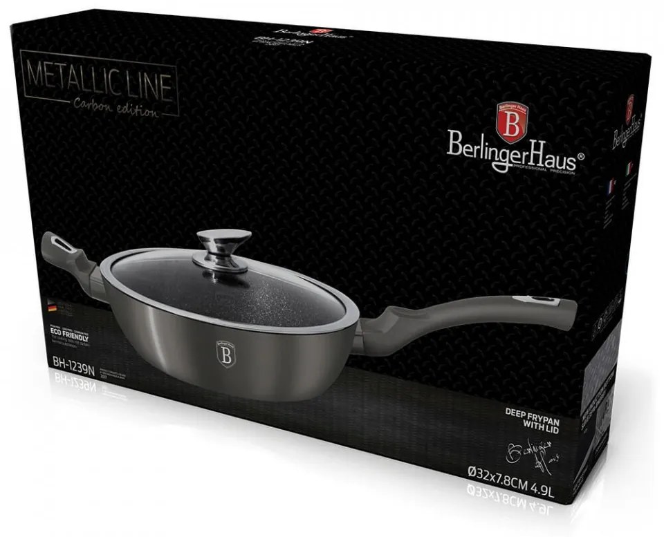 Tigaie cu capac adanca 32 cm Carbon Metallic Line Berlinger Haus BH 1239N