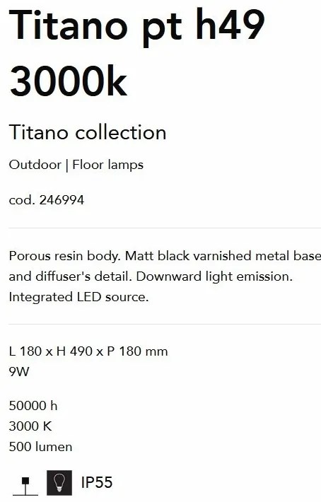 Stalp de exterior cu protectie IP55 Titano pt h49 3000k