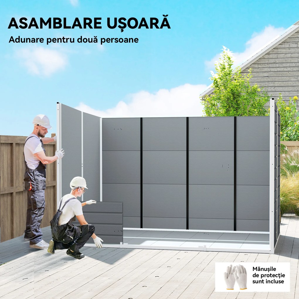 Outsunny Căsuță de Grădină pentru Depozitare Unelte 4.96m² Gri | Aosom Romania