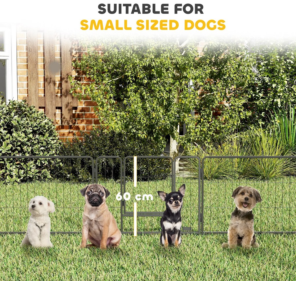 PawHut Tarc Modular pentru Animale cu 12 Panouri din Oțel, 2 Uși cu Zăvor, Ușor de Asamblat, 80x60x1.5cm, Negru | Aosom Romania