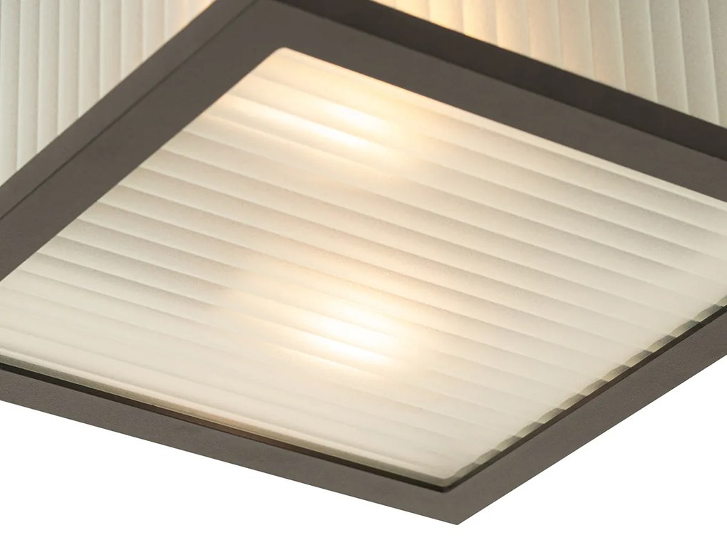 Plafonieră inteligentă de exterior neagră cu sticlă canelată, incl. WiFi A60 - Charlois