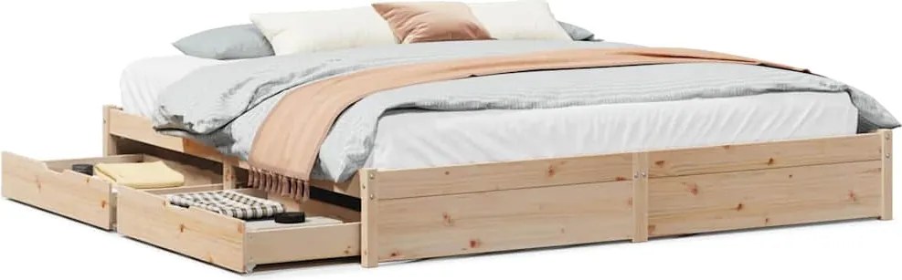 vidaXL Cadru de pat fără saltea, 200x200 cm, lemn masiv pin