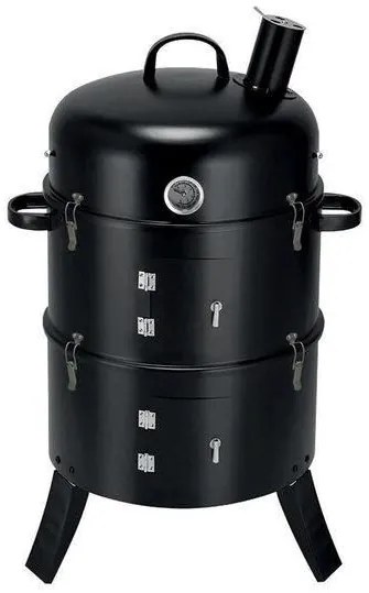 Gratar gradina, grill rotund, cu capac, 3 etaje, 44x78 cm, Smoker