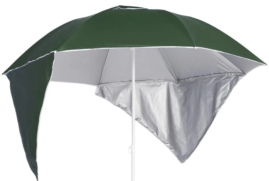 vidaXL Umbrelă soare de plajă cu pereți laterali, verde, 215 cm